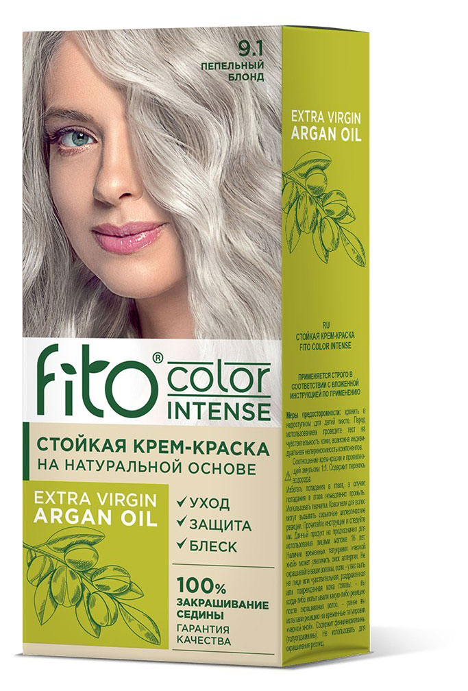 Крем-краска для волос «Фитокосметик» Fito Color Intense тон 9.1 Пепельный блонд, 115 мл