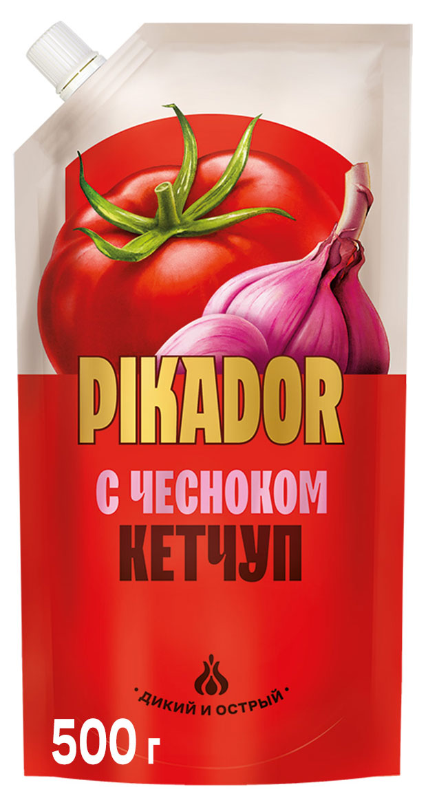 Pikador | Кетчуп томатный Pikador с чесноком, 500 г