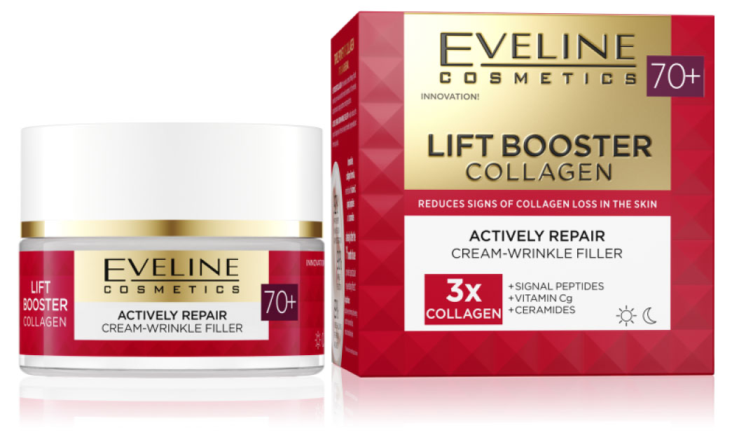 Крем-корректор для лица Еveline Lift booster collagen морщин восстанавливающий 70+ день/ночь, 50 мл