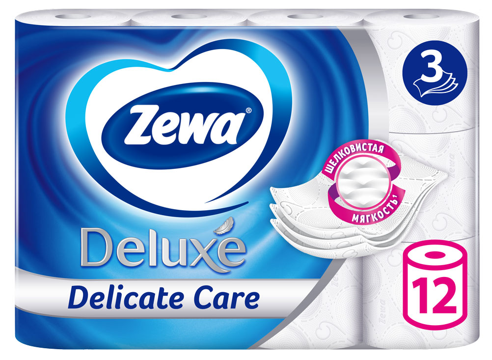 Туалетная бумага Zewa Deluxe Без аромата 3 слоя, 12 рулонов