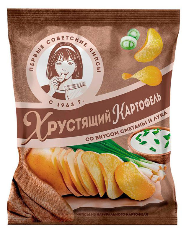 Чипсы «Хрустящий картофель» со вкусом сметаны и лука, 40 г