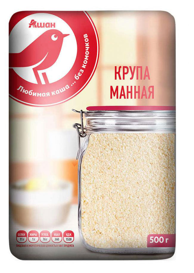 Крупа манная АШАН Красная птица, 500 г