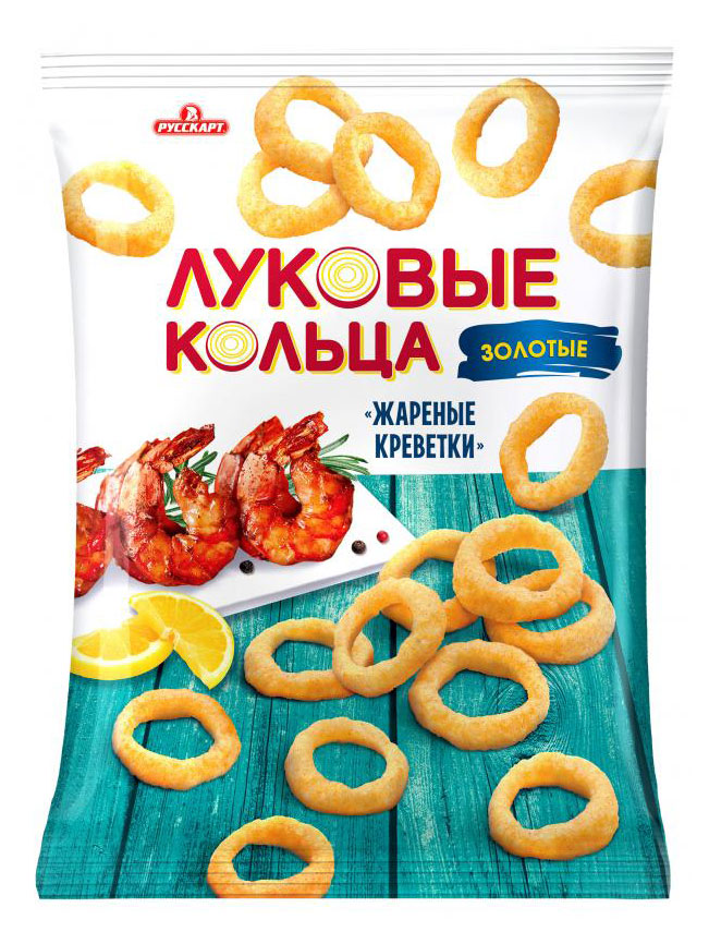 Луковые кольца «Русскарт» Золотые со вкусом жареных креветок, 100 г