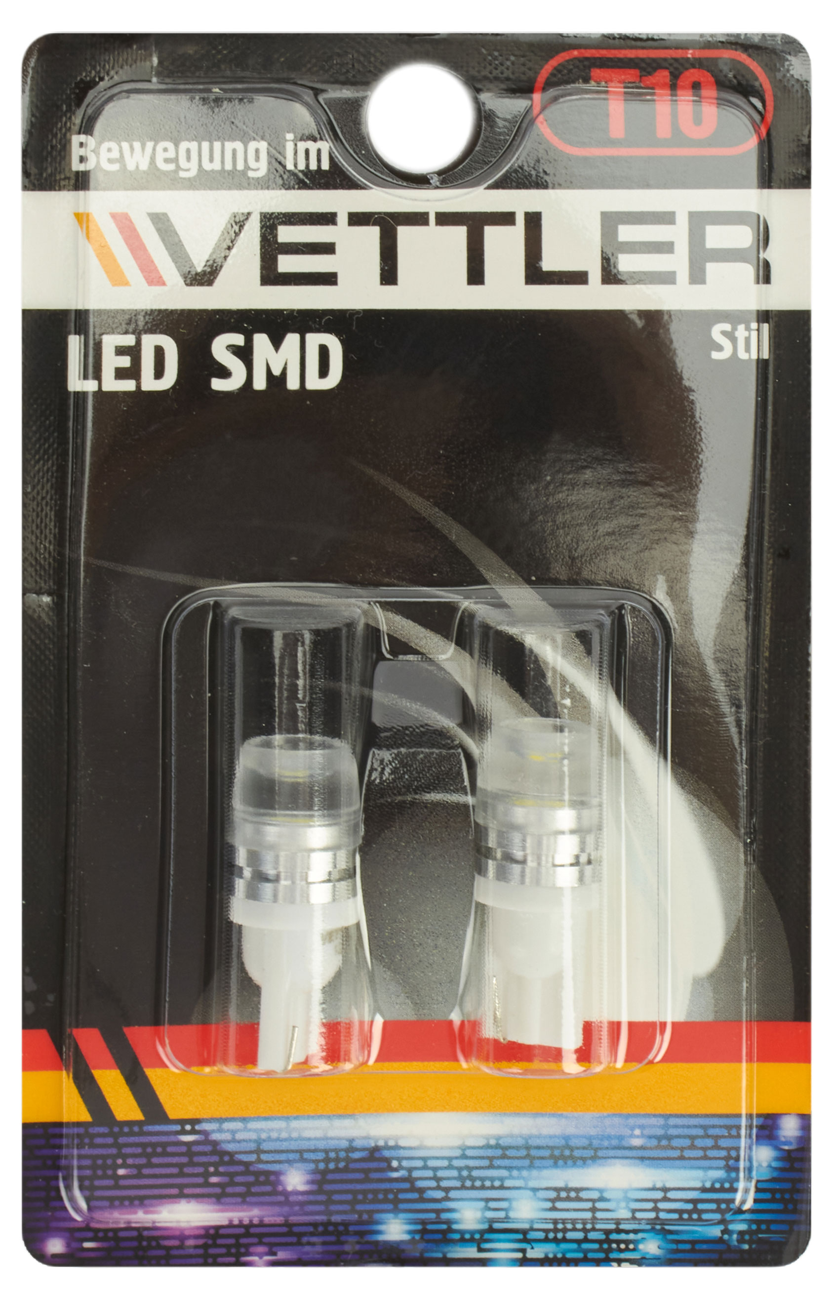 Vettler | Лампа диодная Vettler 12V T10-1HP линза 175 люмен белая, 2 шт