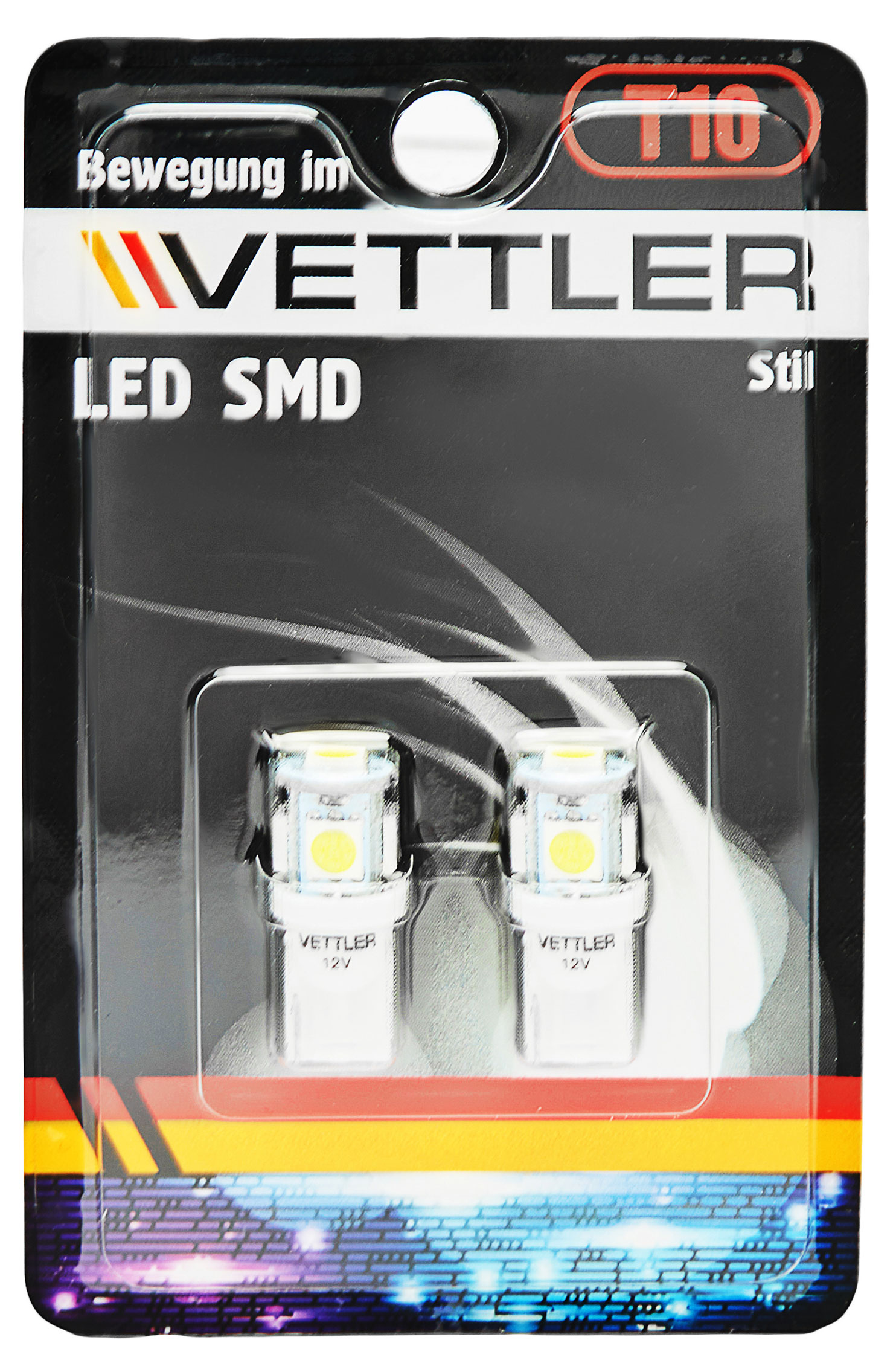 Лампа диодная Vettler 12V T10-5 SMD белая, 2 шт