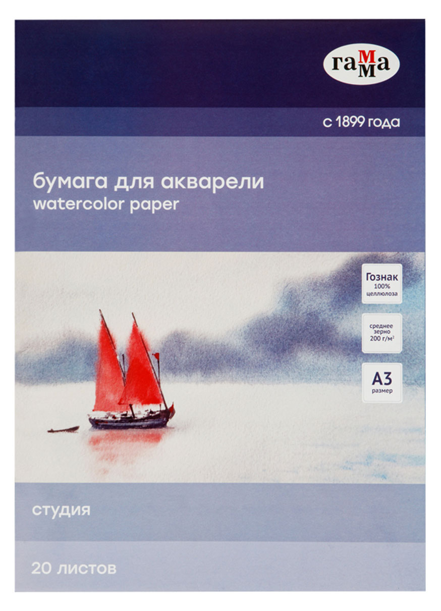 Папка для акварели «Гамма» Студия А3, 20 л