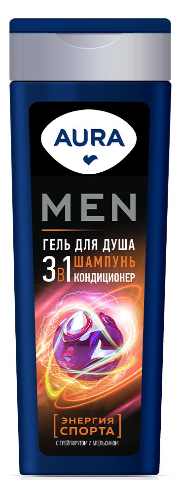 Гель для душа Aura Men 3в1 Энергия Спорта, 380 мл