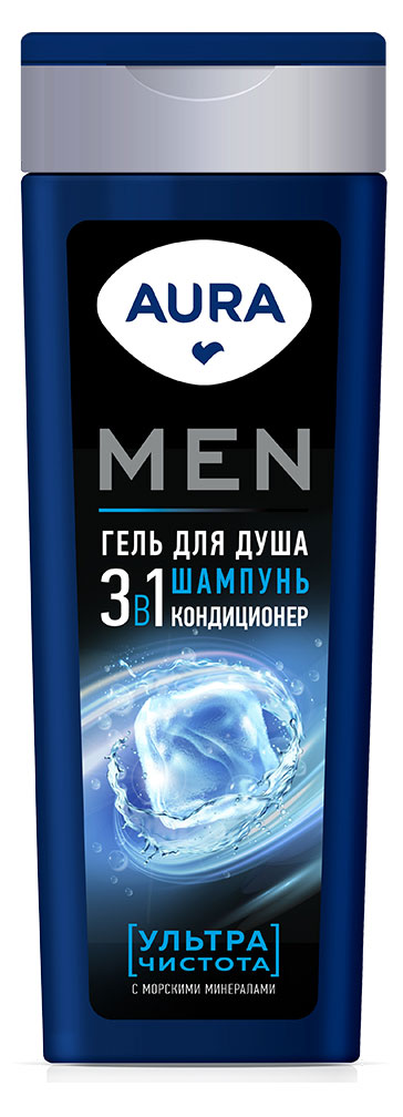 Гель для душа Aura Men 3в1 Ультра Чистота, 380 мл