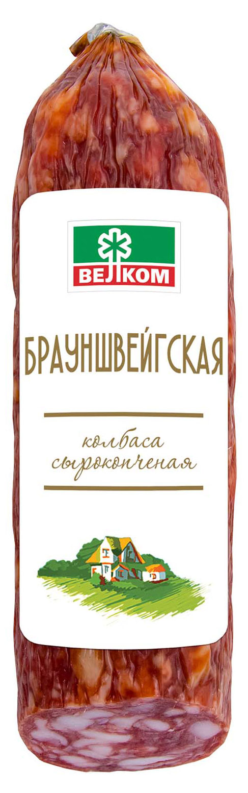 Колбаса сырокопченая «Велком» Брауншвейгская (0,4-0,6 кг), 1 упаковка ~ 0,5 кг