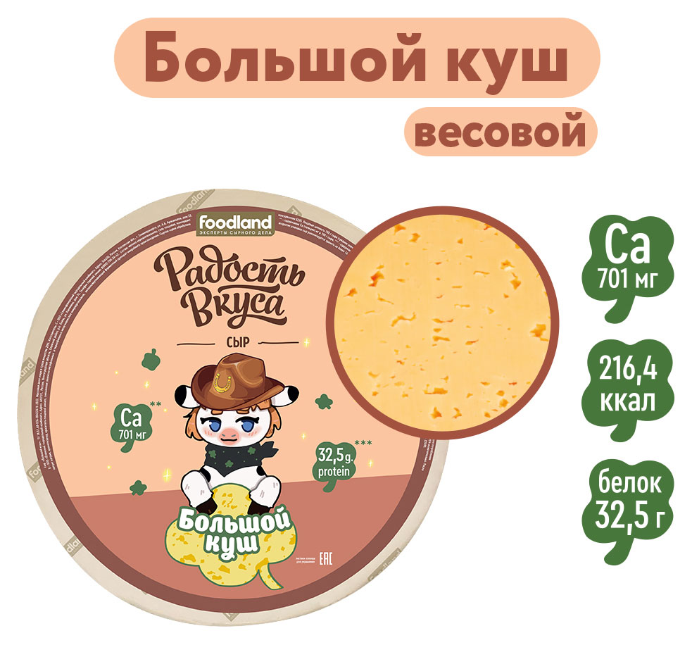 Купить Сыр полутвердый «Радость вкуса» Большой куш 20% БЗМЖ, вес (51106) в  интернет-магазине АШАН в Москве и России