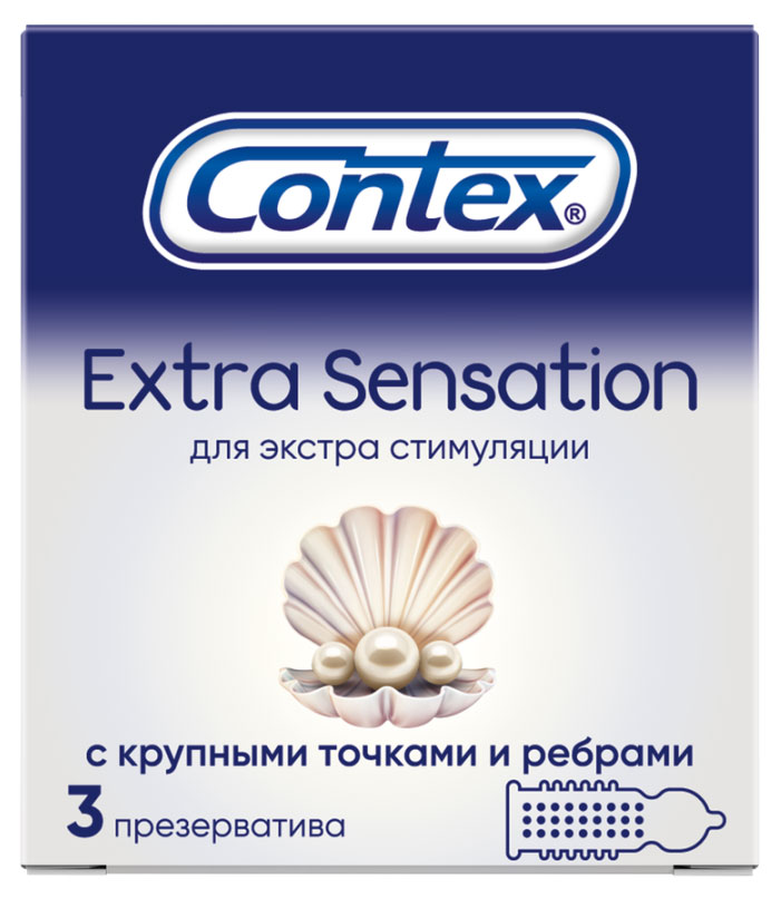 Презервативы Contex Extra Sensation с крупными точками и ребрами, 3 шт