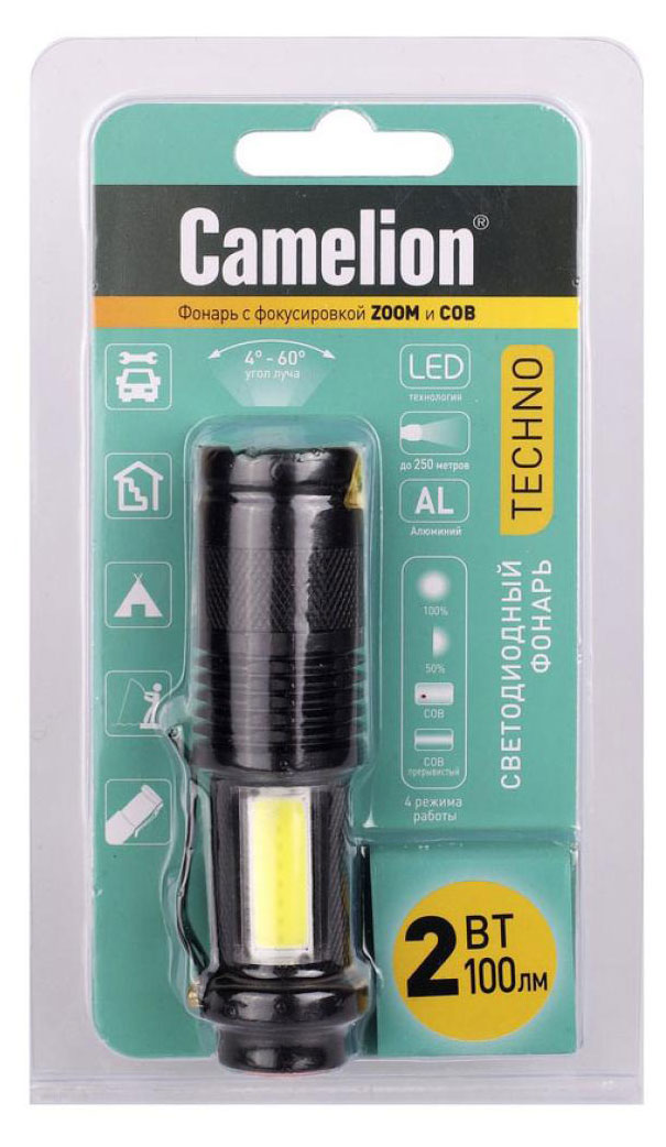 Фонарь светодиодный Camelion LED51531 4 режима 1XLR6 с фокусировкой COB и ZOOM