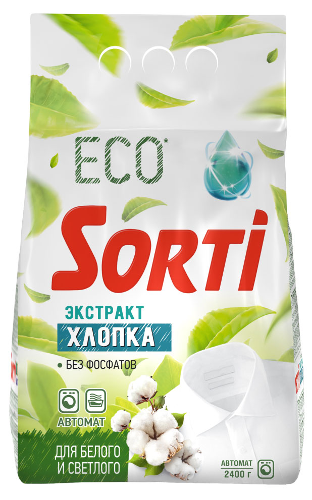 Sorti | Стиральный порошок Sorti Экстракт хлопка Автомат, 2,4 кг