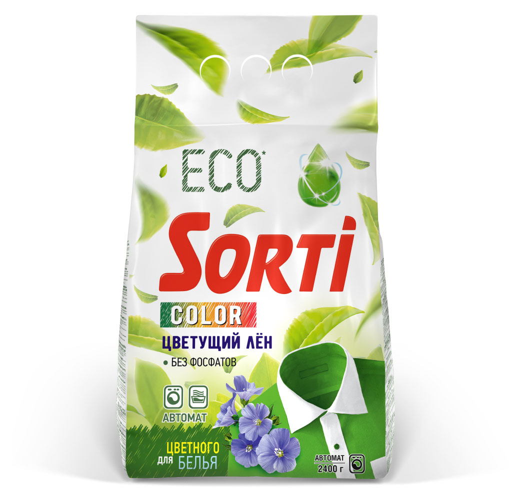 Sorti | Стиральный порошок Sorti Color Цветущий лен Автомат, 2,4 кг