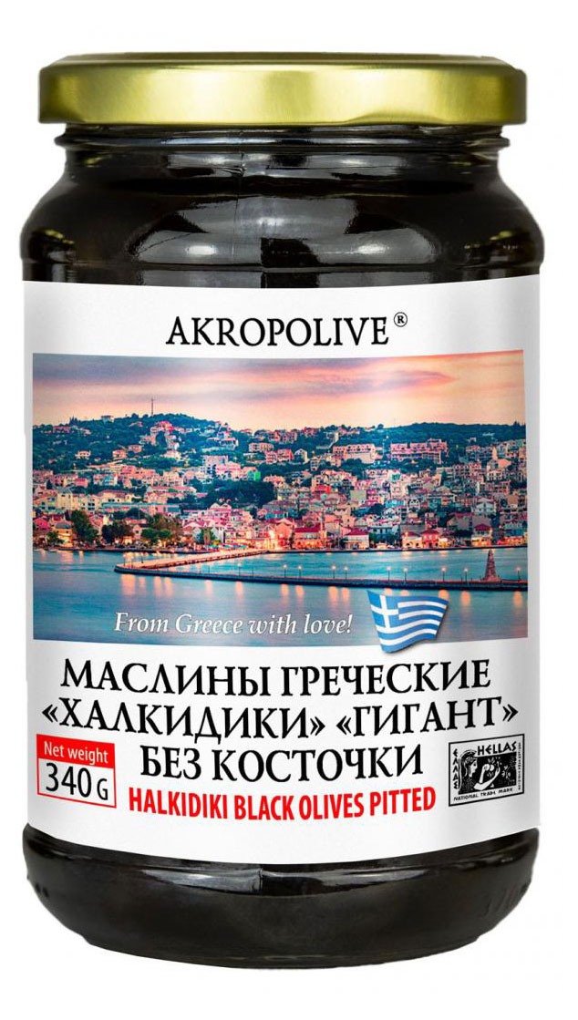 Akropolive | Маслины Akropolive Халкидики без косточки Гигант, 340 г