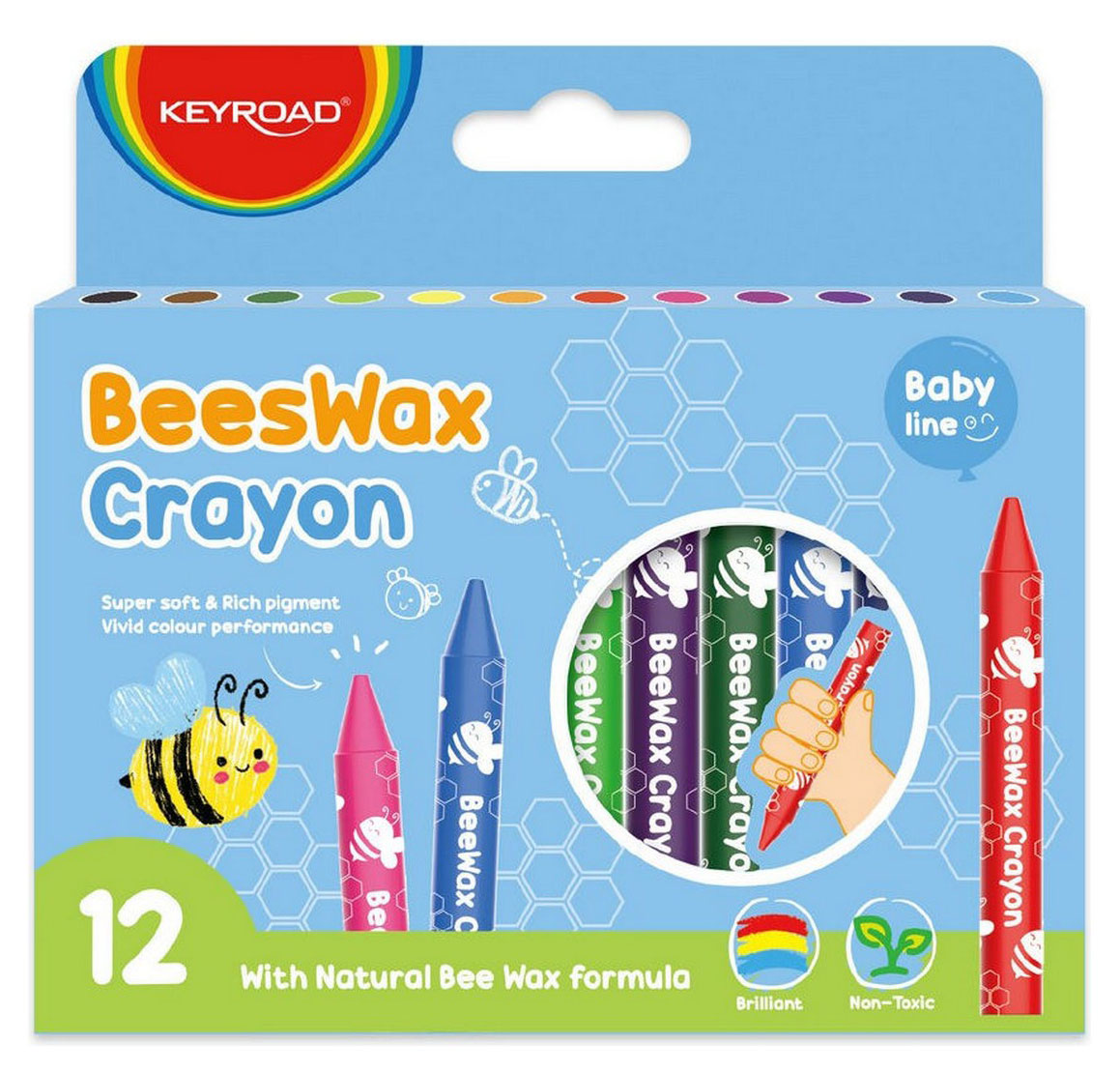 Мелки KEYROAD Beewax, 12 цветов