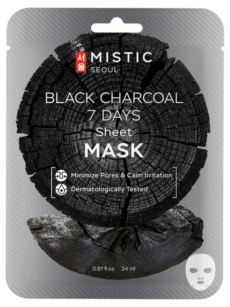 MISTIC | Маска тканевая для лица MISTIC ALL DAYS с древесным углем, 24 мл