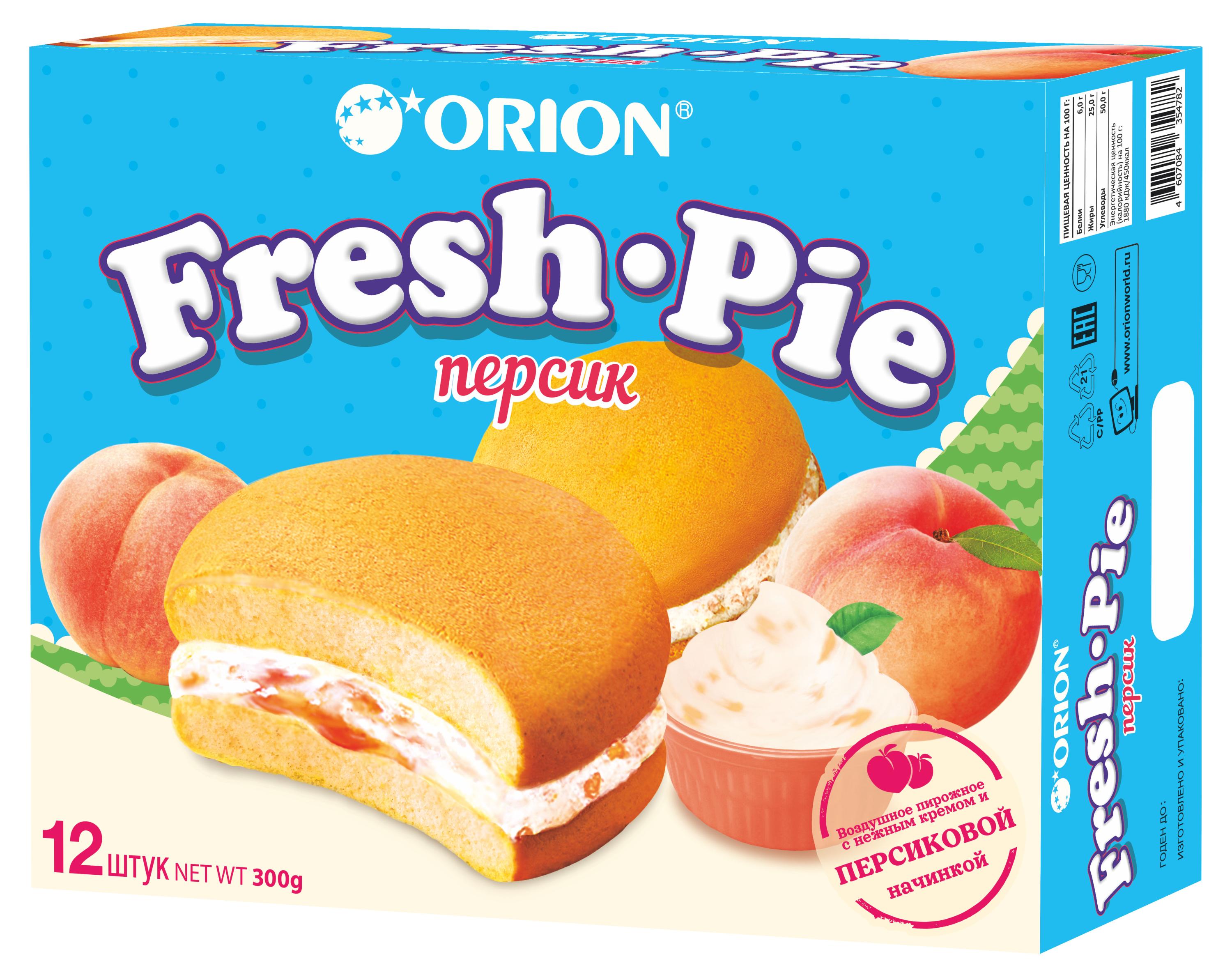 Пирожное бисквитное Orion Fresh Pie с персиковой начинкой, 300 г