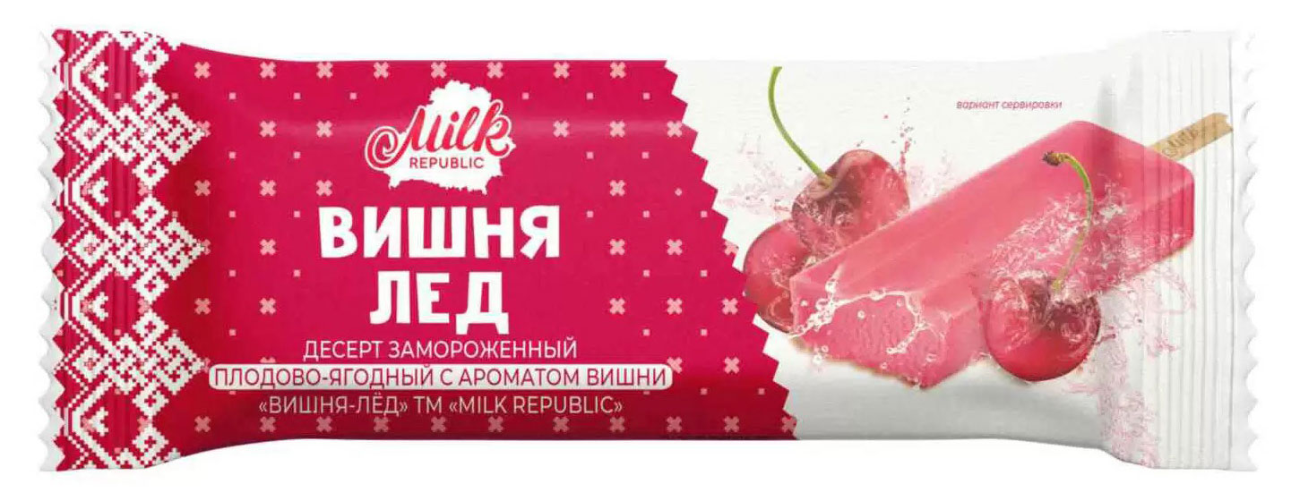 Десерт плодово-ягодный Milk Republic с ароматом вишни замороженный, 90 г