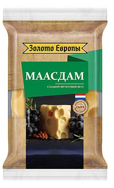 Сыр маасдам «Золото Европы» 45% БЗМЖ, 180 г