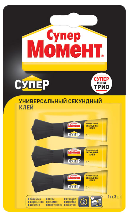 Клей «Момент» Мини-Трио, 3x1 г