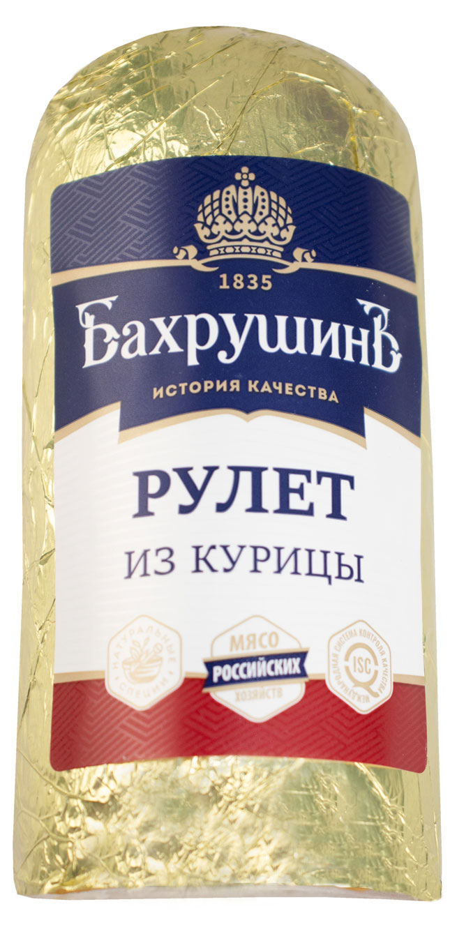 Рулет варено-копченый «Бахрушинъ» из мяса птицы, 300 г