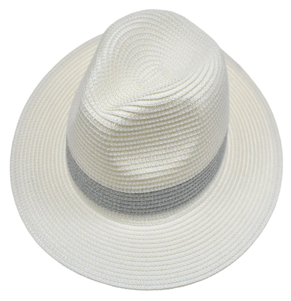 Шляпа женская белая с серебристой полоской