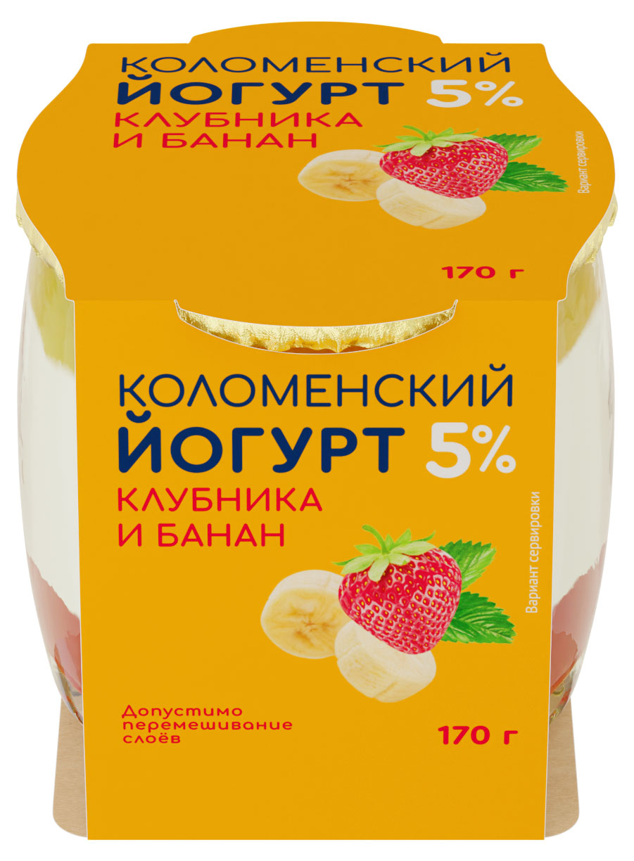 

Йогурт Коломенское клубника-банан 5%, 170 г