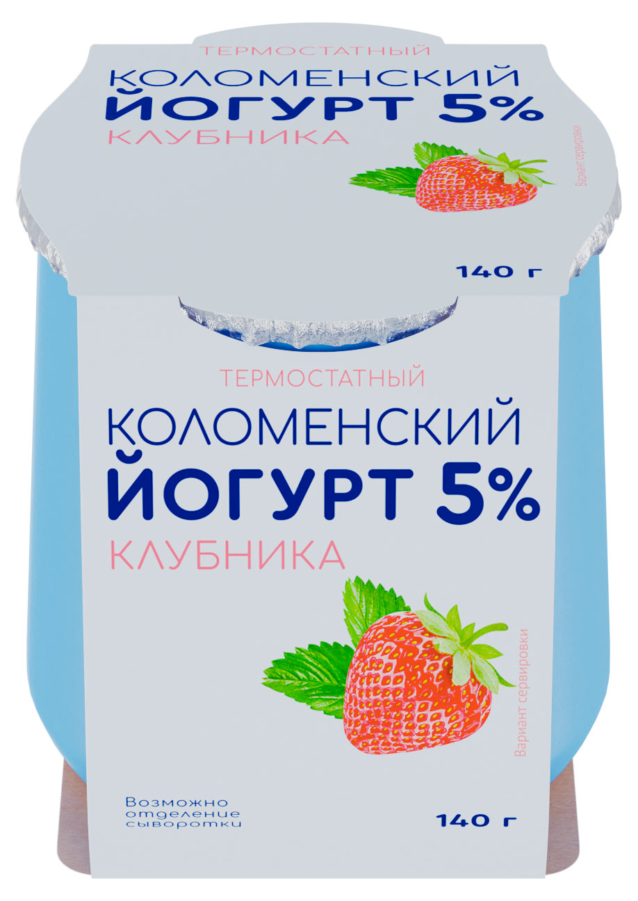 Коломенское | Йогурт «Коломенское» клубника 5%, 140 г