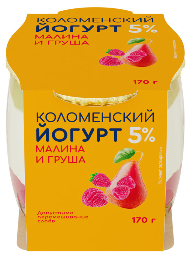 Йогурт «Коломенское» малина-груша 5%, 170 г