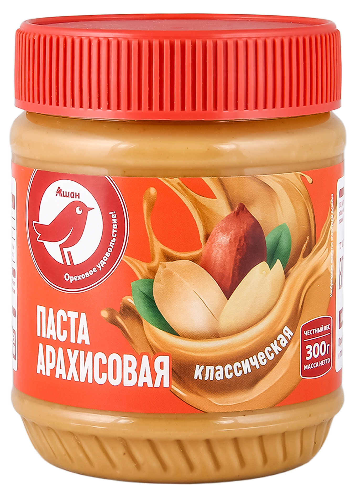 Паста арахисовая АШАН Красная птица классическая, 300 г