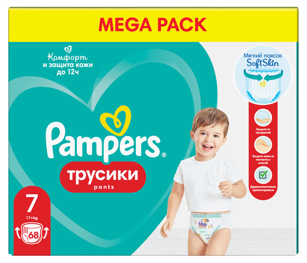 Трусики Pampers 7 17+кг, 68 шт