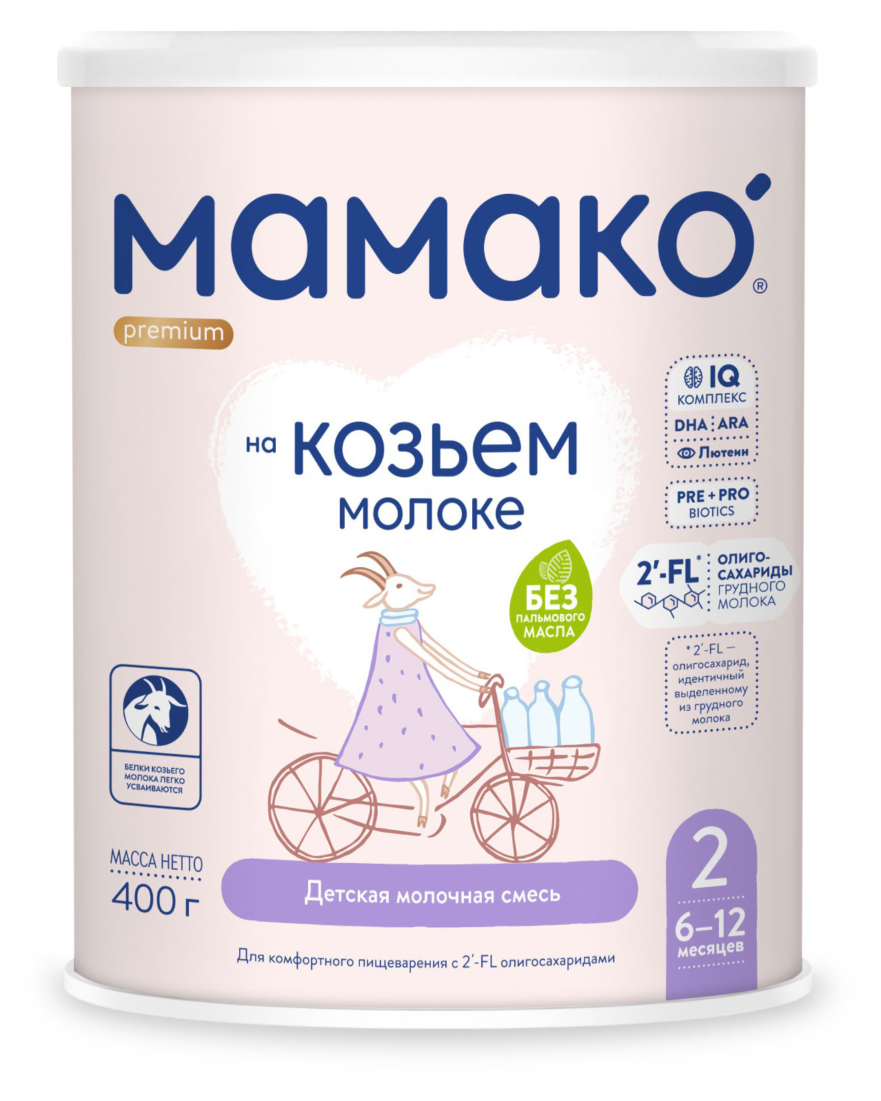 Смесь молочная «Мамако» Premium 2 на основе козьего молока 6-12 мес., 400 г