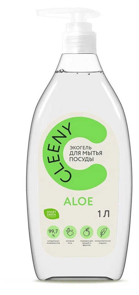 Cleeny | Гель для мытья посуды Cleeny с ароматом алоэ, 1 л