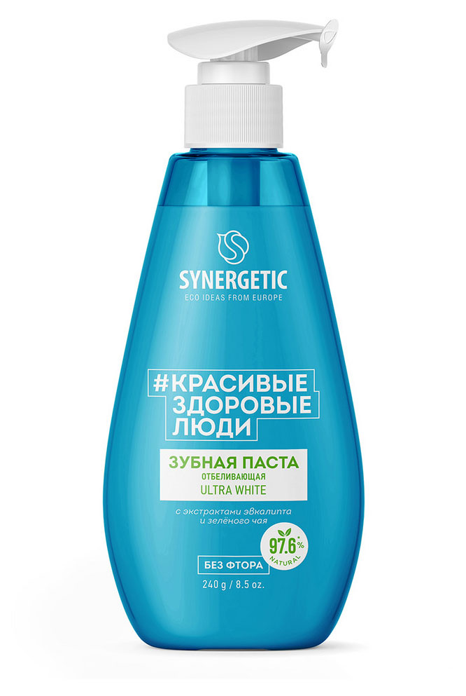 Зубная паста Synergetic Ultra white отбеливающая без фтора, 240 г