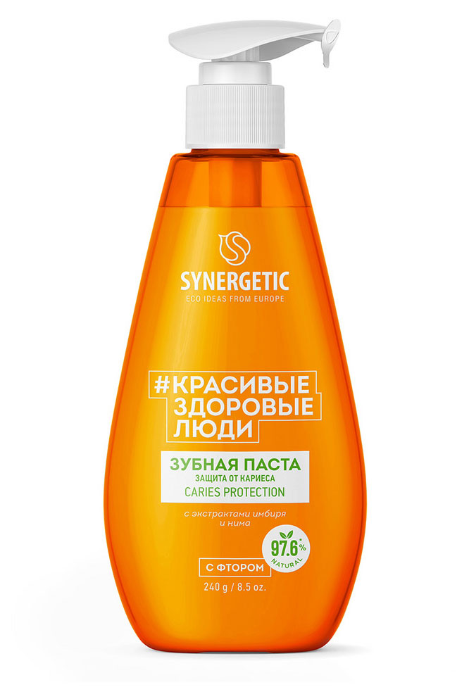 Зубная паста Synergetic Защита от кариеса с фтором, 240 г