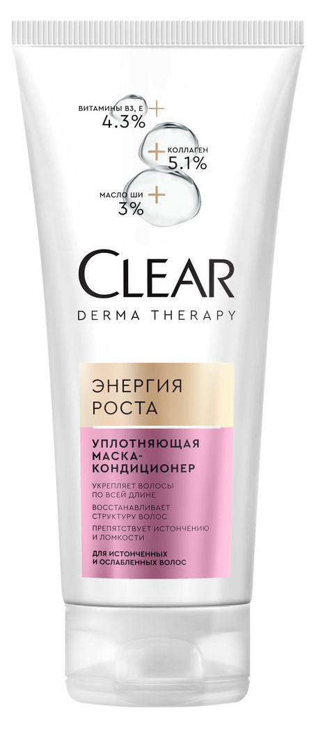 Маска-кондиционер Clear Derma therapy уплотняющая Энергия роста, 200 мл