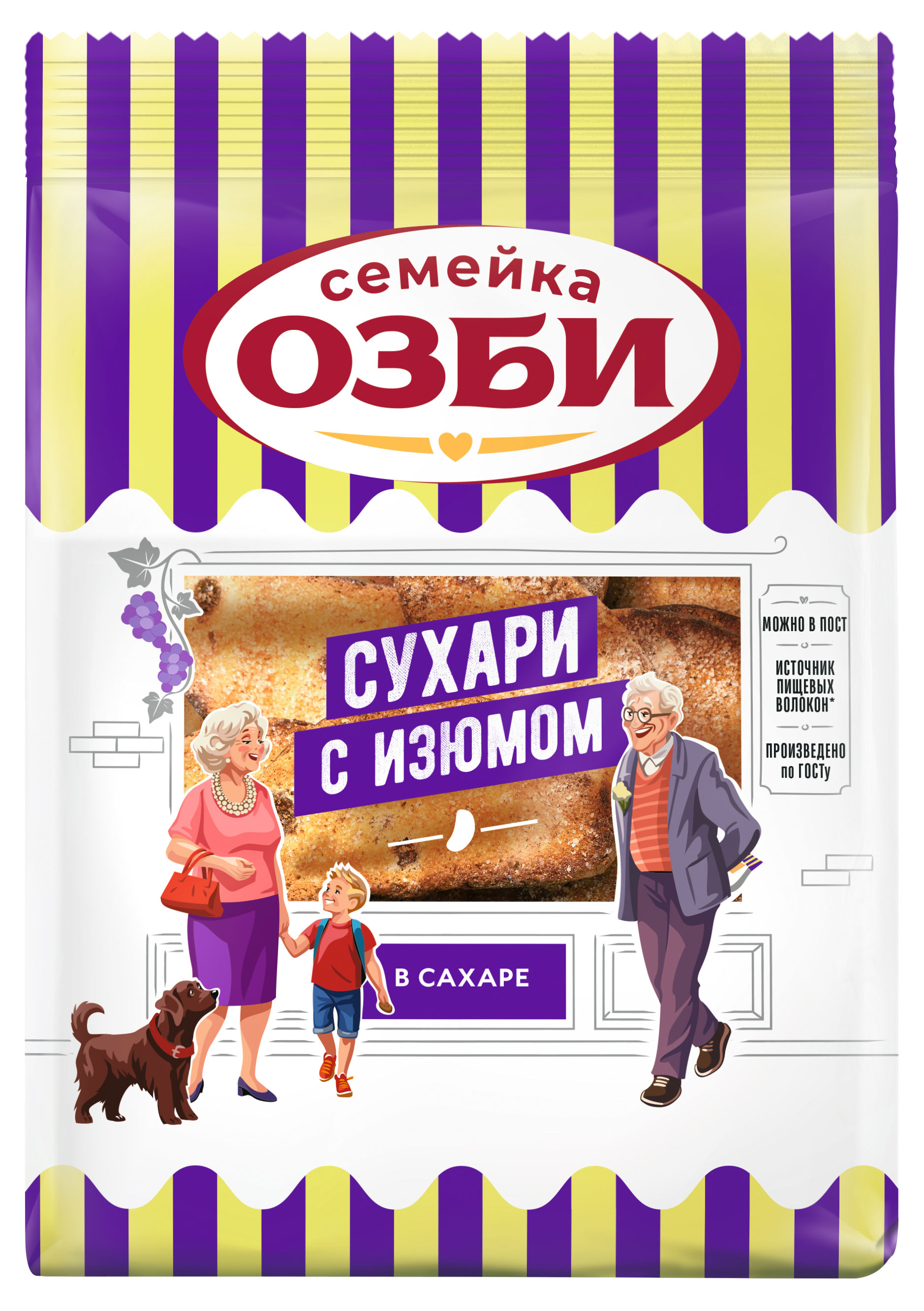 Сухари «Семейка ОЗБИ» с изюмом в сахаре, 300 г