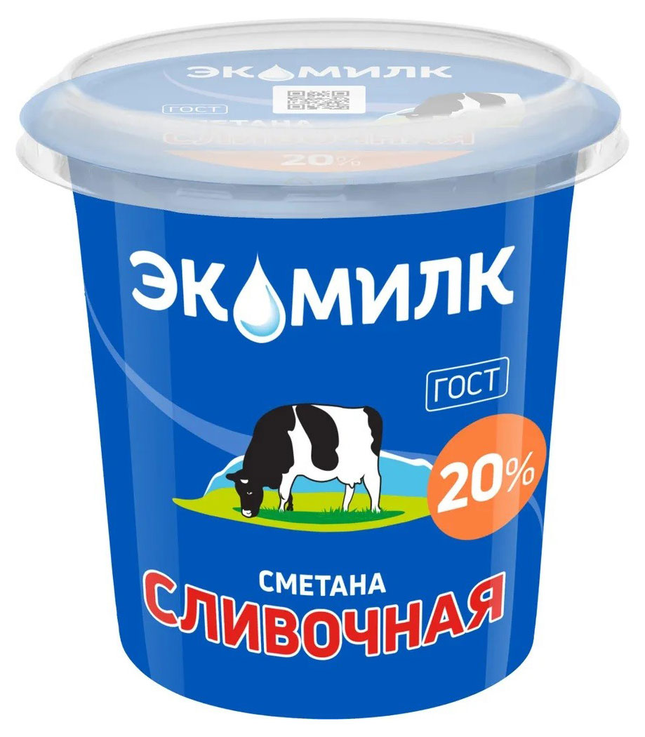 Экомилк | Сметана «Экомилк» Сливочная 20% БЗМЖ, 300 г