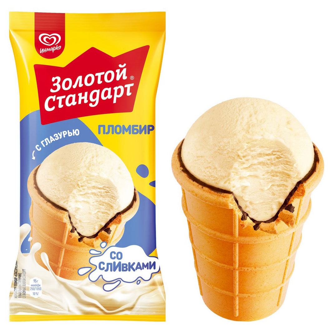 Мороженое пломбир «Золотой Стандарт» со сливками БЗМЖ, 86 г
