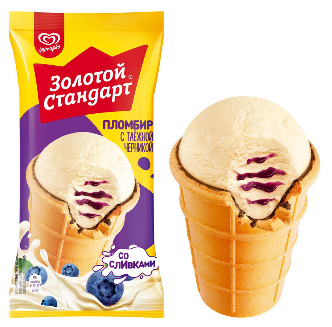Мороженое пломбир «Золотой Стандарт» черника БЗМЖ, 89 г