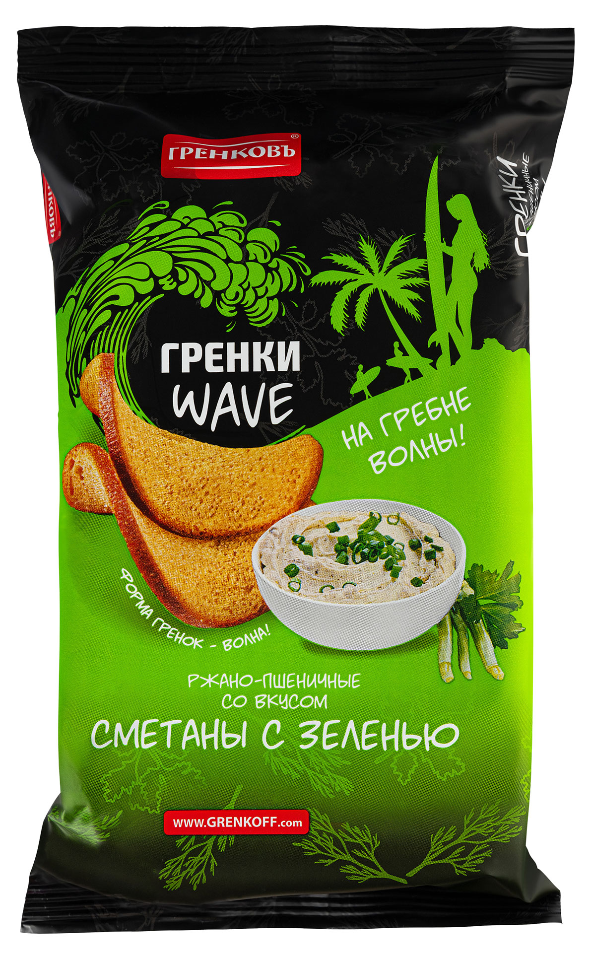 Гренковъ | Гренки «Гренковъ» Wave сметана-зелень, 75 г