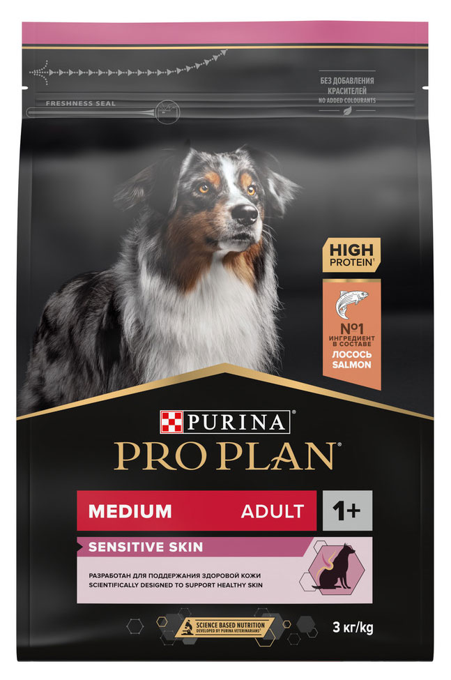 Сухой корм для собак Pro Plan Medium лосось, 3 кг