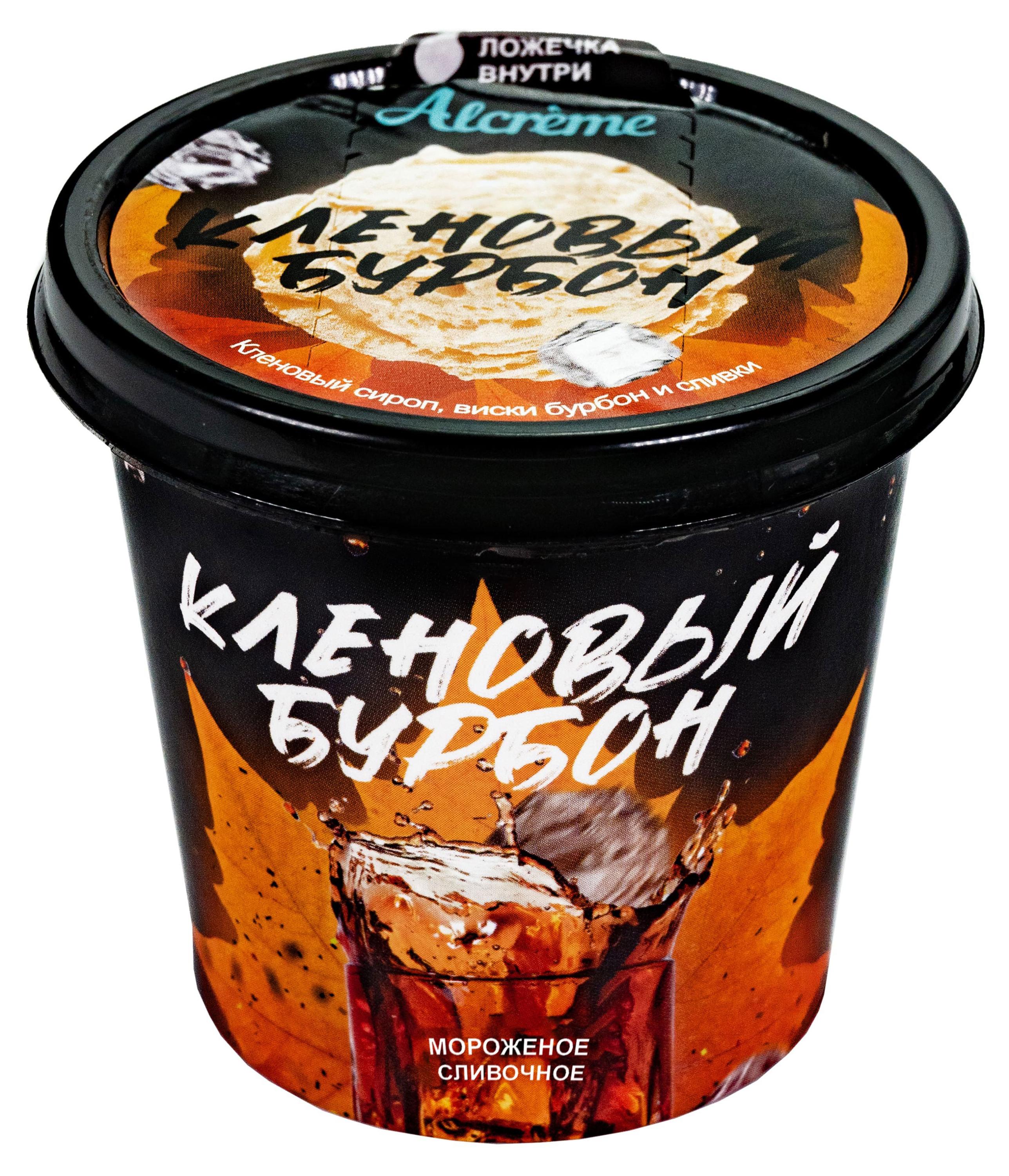 Мороженое сливочное Alcreme Кленовый бурбон с кленовым сиропом и виски 0,5% БЗМЖ, 150 мл