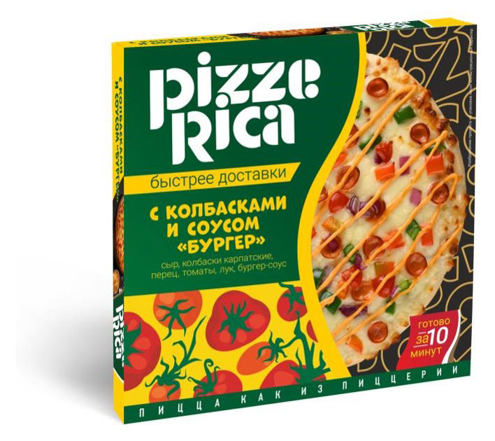 Пицца Pizze rica с колбасками и соусом бургер замороженная, 320 г