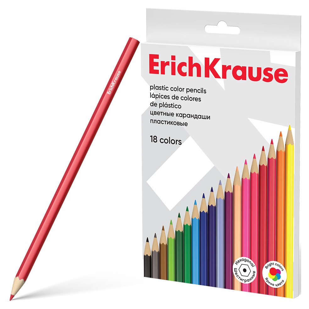 

Карандаши цветные ErichKrause Basic шестигранные, 18 цветов