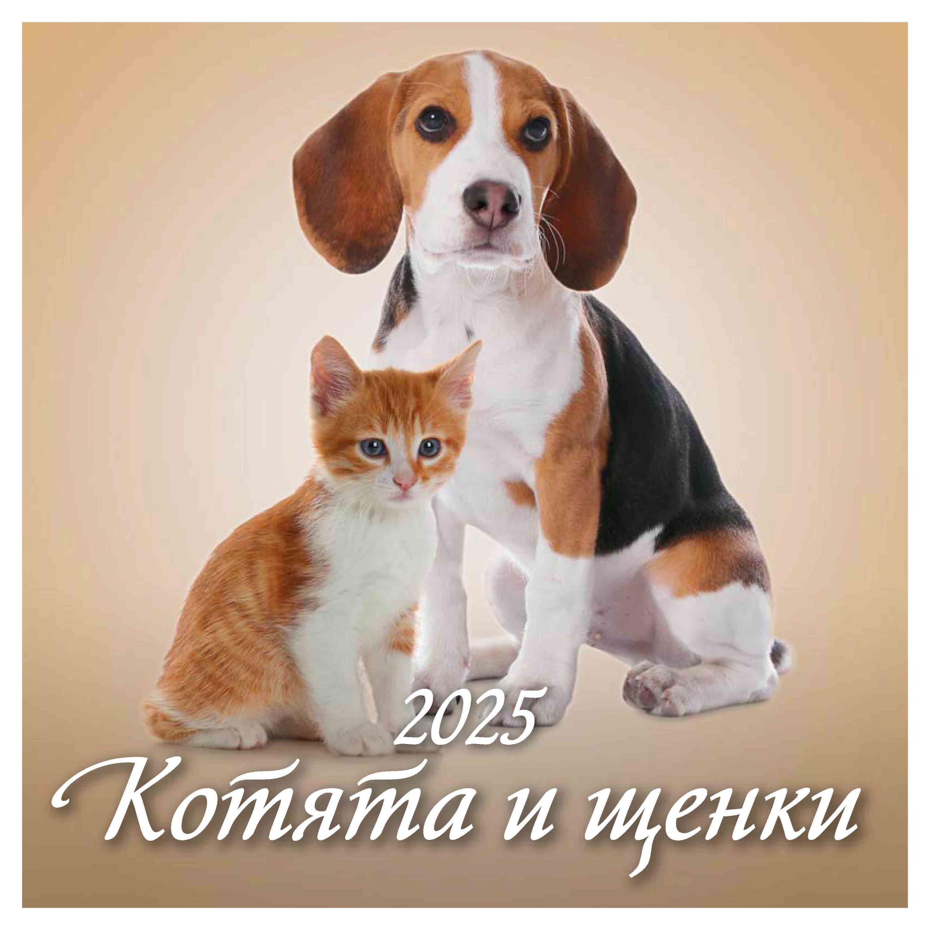 Календарь настенный перекидной «Дитон» Котята и щенки 6-листовой 2025 г, 285х285 мм