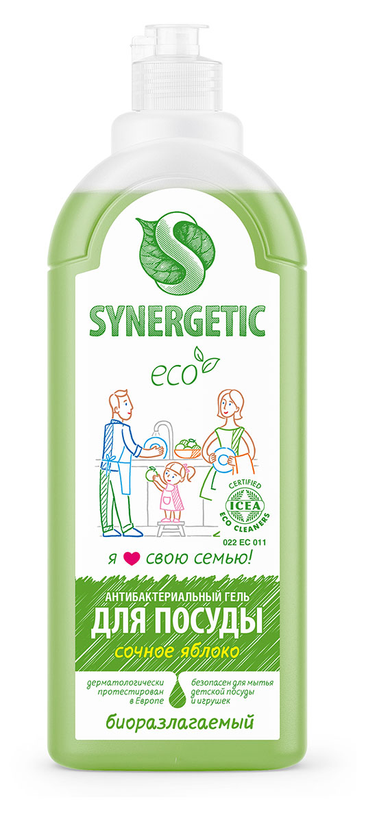 Средство для мытья посуды Synergetic Яблоко, 1 л