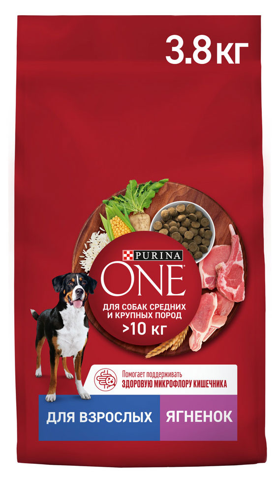 Сухой корм для собак Purina ONE с ягненком и рисом, 3,8 кг