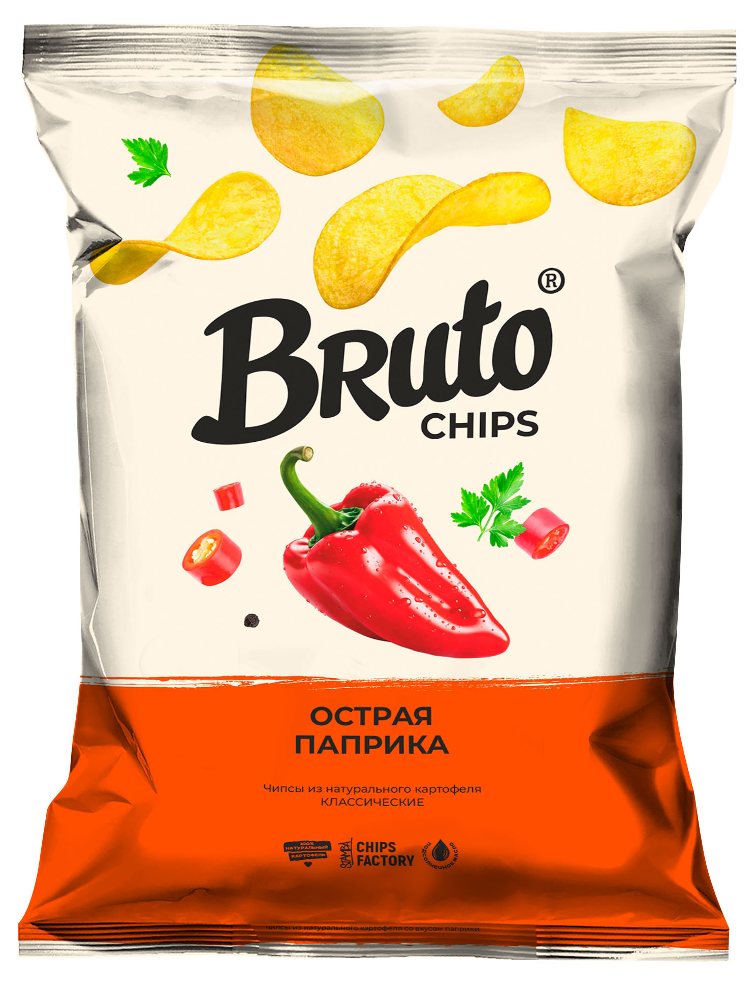 Bruto | Чипсы картофельные Bruto Острая паприка, 120 г